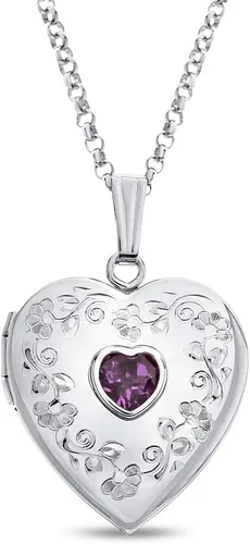 Vista 11 de FJC Finejewelers Sterling Silver Birthstone Locket Pendant Necklace Aguamarina (Aquamarine)