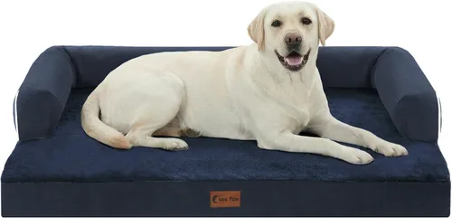 Vista 47 de Cama ortopédica para perros extragrandes, cama de espuma XL con forma de caja de huevos impermeable con lados 45x35 pulgadas, cama de sofá
