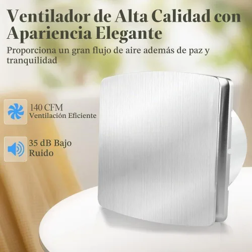 Vista 3 de WiseWater - Extractor de baño, 110 V CA 140 CFM, conducto de 6 pulgadas, ventilador extractor de panel de 7.6 pulgadas, ventilador de ventilación
