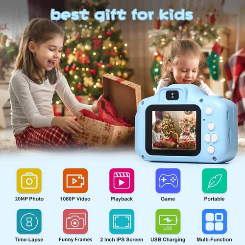 Vista 2 de Cámara para niños, regalos de cumpleaños de Navidad para niños de 3 a 9 años, cámaras de video digitales HD para niños pequeños, juguete portátil