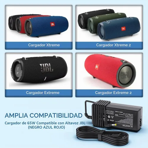 Vista 3 de Syfrufo Cargador de repuesto de 65 W compatible con JBL Xtreme 2