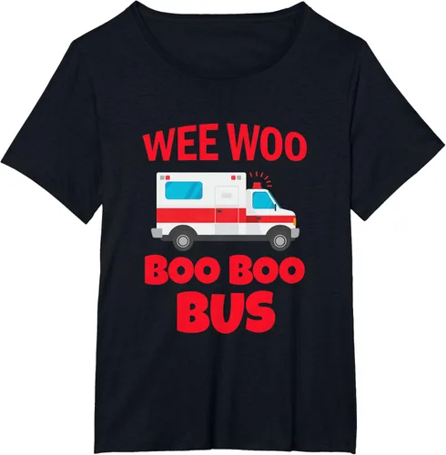 Vista 24 de Wee Woo Boo Boo Bus First Responder - Camiseta divertida de ambulancia, Negro, S