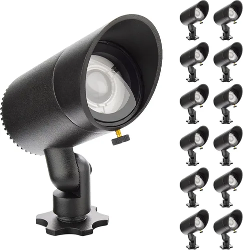 Vista 10 de WAC - Iluminación de paisaje, luz LED de acento básica de 12 V, 3 W con ángulo de haz ajustable de 2700 K en bronce (paquete de 12)