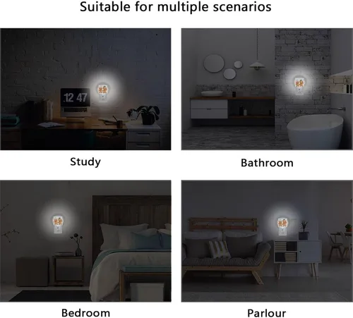 Vista 5 de Vdsrup Juego de 2 luces de noche de pan de jengibre de Navidad de dibujos animados, luces nocturnas con enchufe de pared, luz nocturna LED