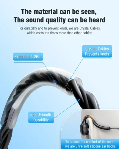 Vista 7 de Auriculares de oreja abierta de 0.138 in con micrófono, conexión USB de 0.138 in+conexión USB, auriculares con cable de conducción de aire