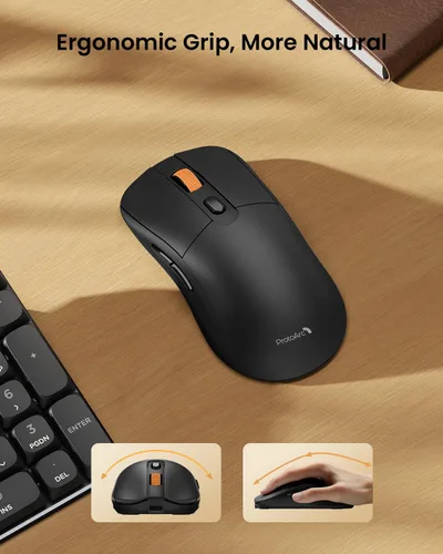 Vista 6 de ProtoArc KM310 Teclado mecánico y ratón, teclado inalámbrico recargable de aluminio, 2.4G+Bluetooth dual, interruptores rojos lineales Negro