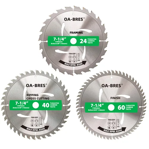 Vista 8 de Paquete de 3 hojas de sierra circular compacta con punta de carburo 24T TCT de 4-1/2 pulgadas con eje de 3/8 pulgadas, uso general para cortes