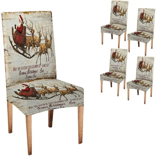 Vista 213 de CAPSCEOLL Christmas Dining Chair Covers,Snowflakes Festive Winter Pattern Stretch Chair Covers for Dining Room Set of 2 Washable Spandex Parson