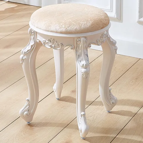 Vista 15 de Taburete de tocador, taburete de maquillaje, banco acolchado, asiento de piano en dormitorio, baño, pata de acero de plástico ABS, 16.9 in