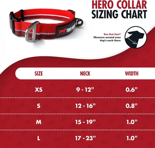Vista 2 de Tuff Pupper Collar de perro resistente Collar resistente para perros Collares reflectantes con clip de correa de aluminio en D Accesorio
