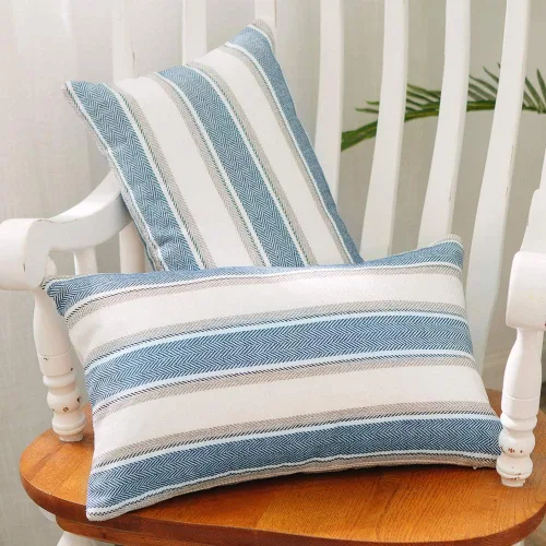 Vista 26 de Funda de almohada a rayas de lino sintético suave cuadrada decorativa con cremallera oculta para sofá, auto o dormitorio 12" x 12" Negro y blanco