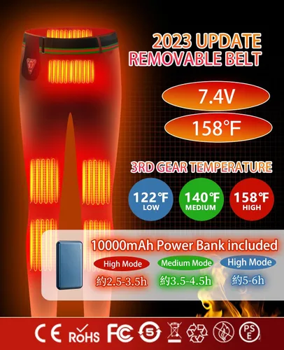 Vista 2 de Ugkwo Pantalones de calefacción eléctricos de 7,4 V, pantalones elásticos de calefacción eléctrica 2023 con batería de 10000 mAh