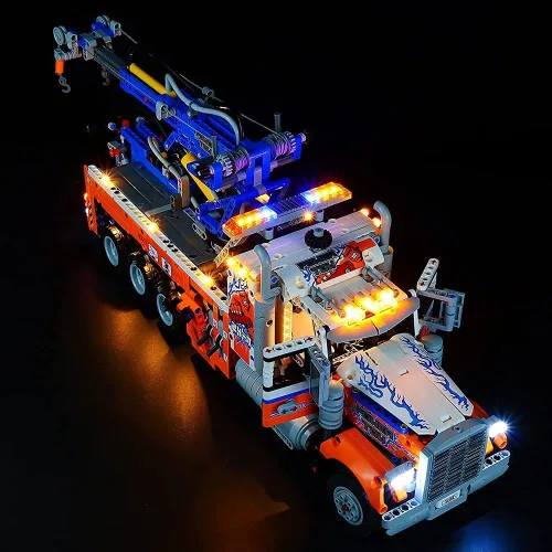 Vista 7 de Kit de luz LED RC con sonido compatible con Lego 42128, kit de iluminación de construcción para (camión de remolque de alta resistencia)