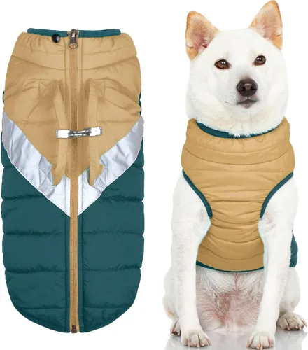 Vista 5 de Gooby - Chaqueta de perro montañero, color jade, XS - Abrigo cálido con cremallera, asa de elevación y doble anillo en O para correa, resistente al