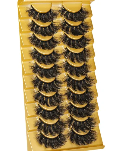 Vista 7 de Pestañas de visón esponjosas de aspecto natural, pestañas postizas Wispy de aspecto natural, pestañas completas 8D, pestañas de 20 mm de largo, rizo