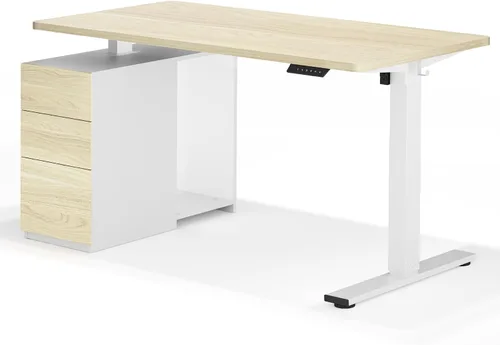 Vista 49 de FLEXISPOT EN2 Escritorio de pie de una pieza entera de 55 x 28 pulgadas con Parte superior de arce + marco blanco