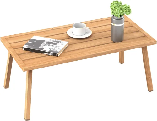 Vista 8 de C-Hopetree Mesa auxiliar de centro de metal pequeña para patio exterior, rectangular, color negro