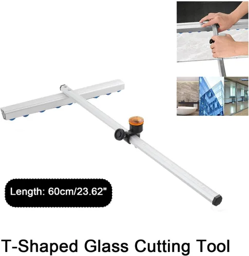 Vista 4 de CYJZWOH Herramienta de corte de vidrio en forma de T, engrasado de control automático, barra de hoja de aleación de aluminio, para vidrio grueso