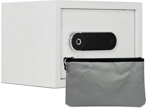 Vista 12 de Caja de seguridad para el hogar Caja de seguridad de lujo para joyas con bloqueo por huella dactilar y teclado, estante removible, de alta seguridad