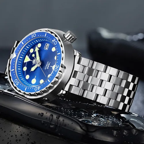 Vista 5 de ADDIESDIVE Relojes de buceo para hombre, 1.870 in, reloj de pulsera automático Nh35, impermeable, 300 M, esfera luminiscente cromada, My-H5