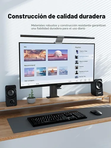 Vista 3 de Bluedee Altavoces de computadora para PC de escritorio, altavoces de PC de doble controlador con luces RGB, altavoz USB compacto con cable Plug &