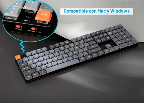 Vista 3 de Keychron Teclado mecánico inalámbrico ultra delgado K5 Max, QMK/VIA programable de 3 modos Bluetooth/2.4 GHz/cableado con retroiluminación RGB