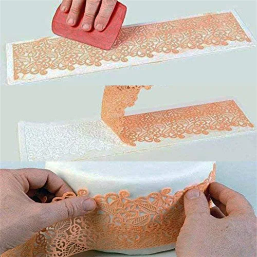 Vista 7 de Molde de silicona para pastel de encaje, tapete reutilizable para hornear, decoración de pasteles, cupcakes y galletas (negro)