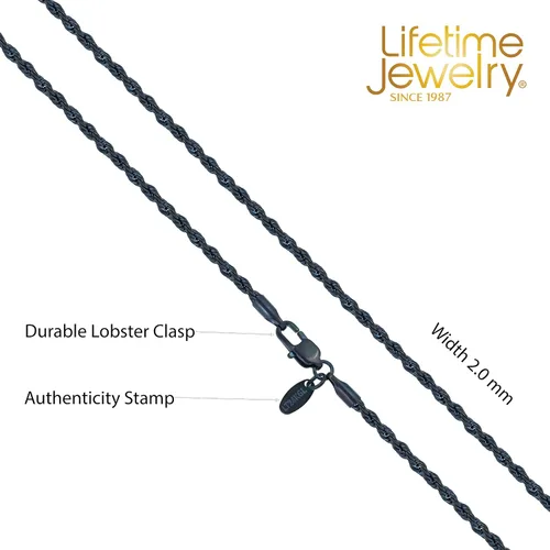 Vista 5 de LIFETIME JEWELRY 2mm Gold Rope Chain for Men & Women 24k Real Gold Plated Diamond Cut Gold Necklace for Women & Necklace for Men 14 to 36 Inch