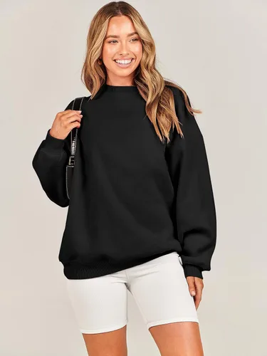 Vista 6 de ANRABESS Sudadera de gran tamaño para mujer, con cuello redondo, estilo Y2K, sudadera con capucha de forro polar, cómoda, camiseta informal, ropa