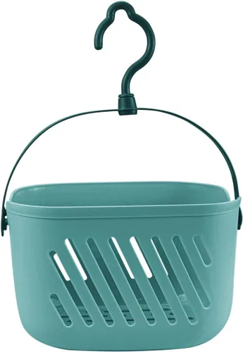 Vista 8 de Cesta colgante de ducha de plástico, organizador de ducha colgante con gancho, organizador de cocina portátil, cesta de almacenamiento para baño