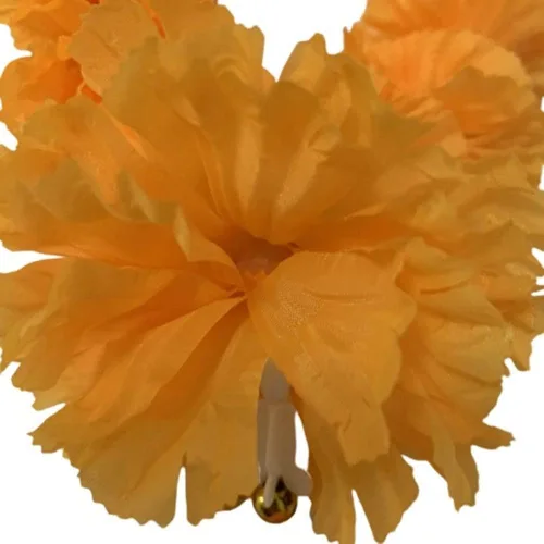Vista 3 de Guirnalda de tagetes de caléndula artificial Phuang Malai tailandés indio adoración amarilla larga 15 pulgadas