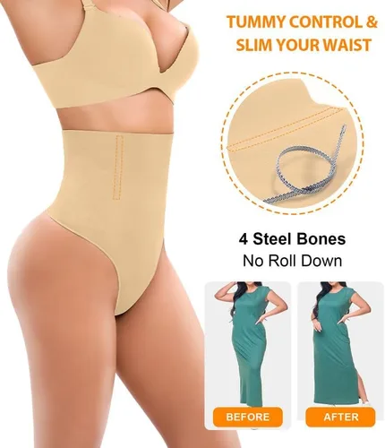 Vista 3 de Tummy Control Thong Shapewear for Women High Waisted Body Shaper Seamless Shaping Panties Waist Cincher Girdle Underwear