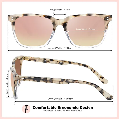 Vista 92 de Carfia Chic - Lentes de sol polarizados para mujer, protección UV400, marco de acetato pulido a mano