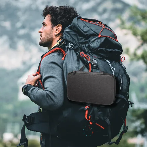 Vista 7 de Funda de viaje compatible con OutIn Nano Cafetera portátil eléctrica espresso - Bolsa de mano impermeable y protectora solo para transportar