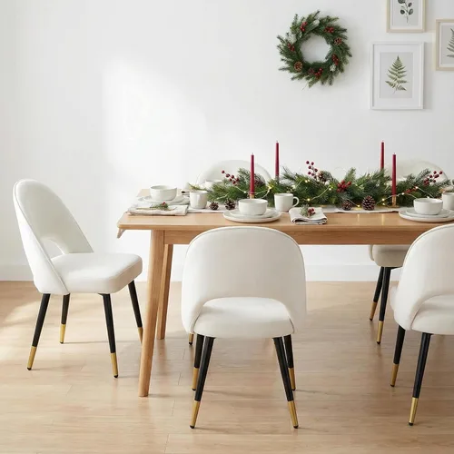 Vista 5 de LukeAlon Juego de 2 sillas de comedor clásicas de terciopelo, sillas de cocina tapizadas con respaldo abierto con patas de metal, sillas laterales