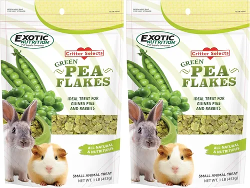 Vista 10 de Exotic Nutrition Copos de guisantes verdes (1 libra) – Golosina de verduras secas naturales saludables – para conejos, cobayas, hámsters