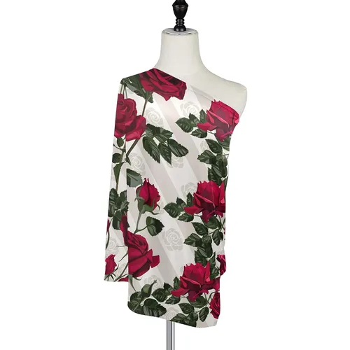 Vista 5 de Funda de lactancia para asiento de automóvil para bebé, toldo para asiento de automóvil (flores de rosa roja)