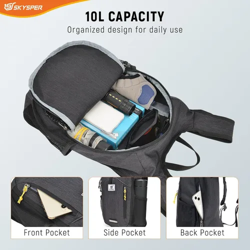 Vista 3 de SKYSPER Mochila de senderismo pequeña plegable de 10 litros, plegable, ligera, para senderismo, viaje, para mujeres y hombres