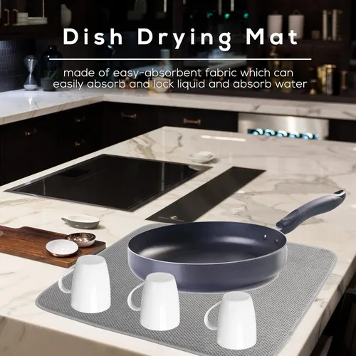 Vista 5 de Paquete de 2 alfombrillas de microfibra para secar platos, escurridor de platos absorbente para encimera de cocina, almohadillas de secado de platos