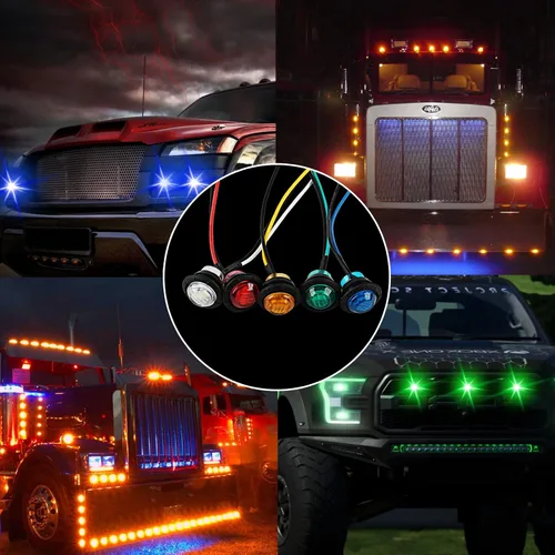 Vista 8 de 30 luces de marcador LED redondas de 3/4 pulgadas, ámbar y rojo, 12 V CC, luces delanteras y traseras para señal de parada y giro, luces traseras