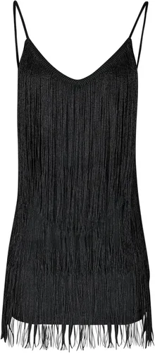 Vista 4 de Vestido de lentejuelas con flecos y flecos para mujer, sexy, sin mangas, con tirantes delgados, vestido de fiesta, cóctel, noche, mini vestido