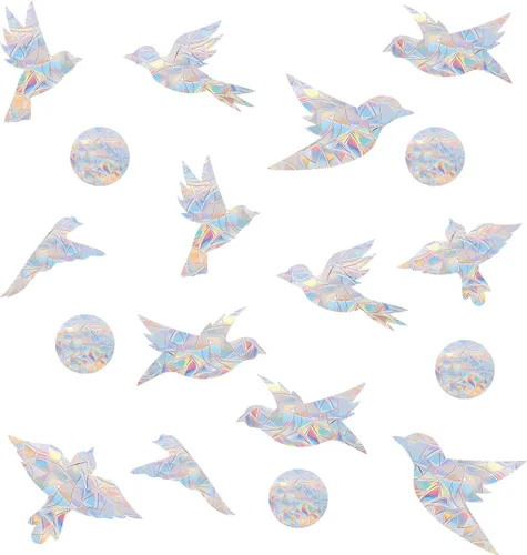 Vista 7 de 45 calcomanías para ventana de murciélago de Halloween que evitan que los pájaros golpeen las ventanas, calcomanías de arco iris, no requiere