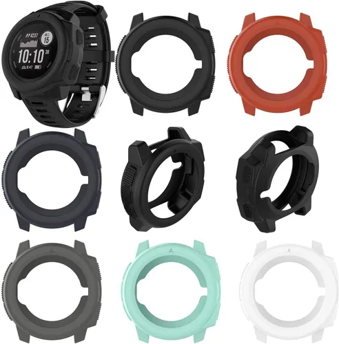 Vista 6 de FitTurn Funda para Garmin Instinct Watch – Protector de funda de diseñador delgado, bisel antiarañazos, funda de silicona (negro)