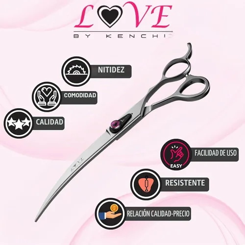 Vista 5 de Kenchii Love Dog Grooming Shears, 8in Curved