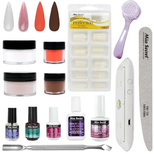 Vista 8 de Mia Secret Kit de uñas en polvo de inmersión de 14 piezas, blanco, verde claro, amarillo neón