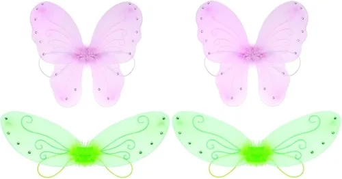 Vista 2 de FANWNKI Alas de hada para niñas, ángel, mariposa, libélula accesorios para disfraz de fiesta de cumpleaños