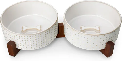 Vista 15 de MALACASA - Cuenco de comida de cerámica para perros, plato de agua para razas medianas, 4 tazas