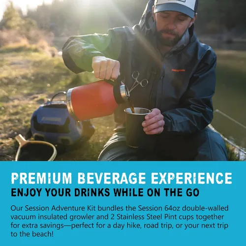 Vista 2 de DrinkTanks® - Growlers de acero inoxidable de 64 onzas para cerveza y tazas de acero inoxidable de 16 onzas, cultivador de cerveza aislado con 2