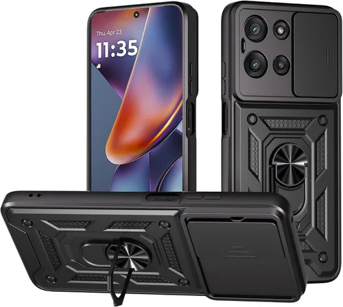 Vista 21 de Funda para Motorola Moto G 5G 2024 con protector de pantalla, funda protectora con protector de cámara, funda protectora con función atril para Moto