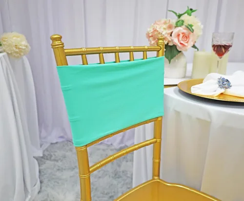 Vista 6 de (10 bandas elásticas de elastano de 7 x 13 pulgadas, de doble capa, lazos elásticos de licra para silla, lazos para bodas, fiestas, banquetes